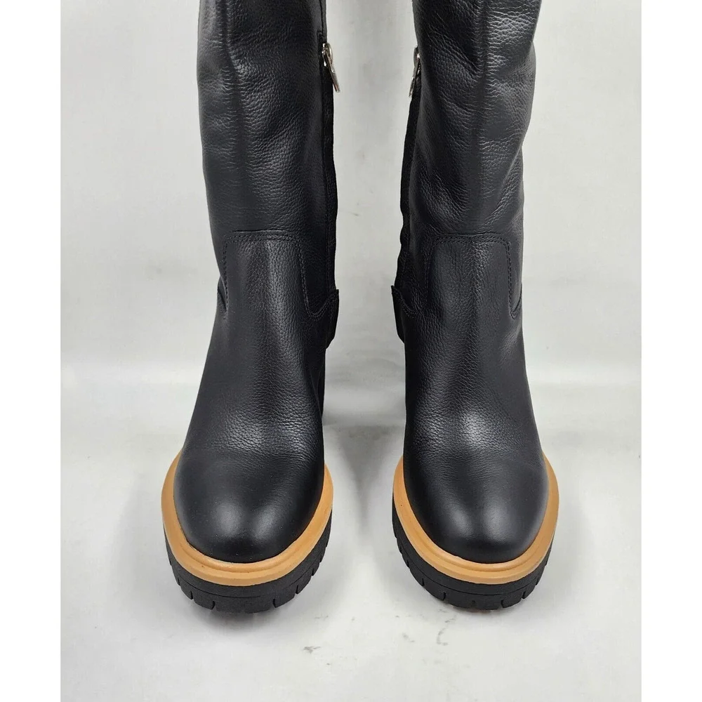 Dolce Vita Corry H2O Tall Leather Knee-High Boots Women's 8 Onyx Leather Zip - Picture 5 of 15
